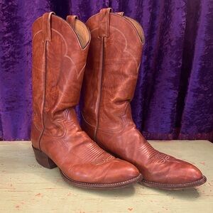 Tony Lama Rustic Tan Leather Western Boots 12B Narrow!